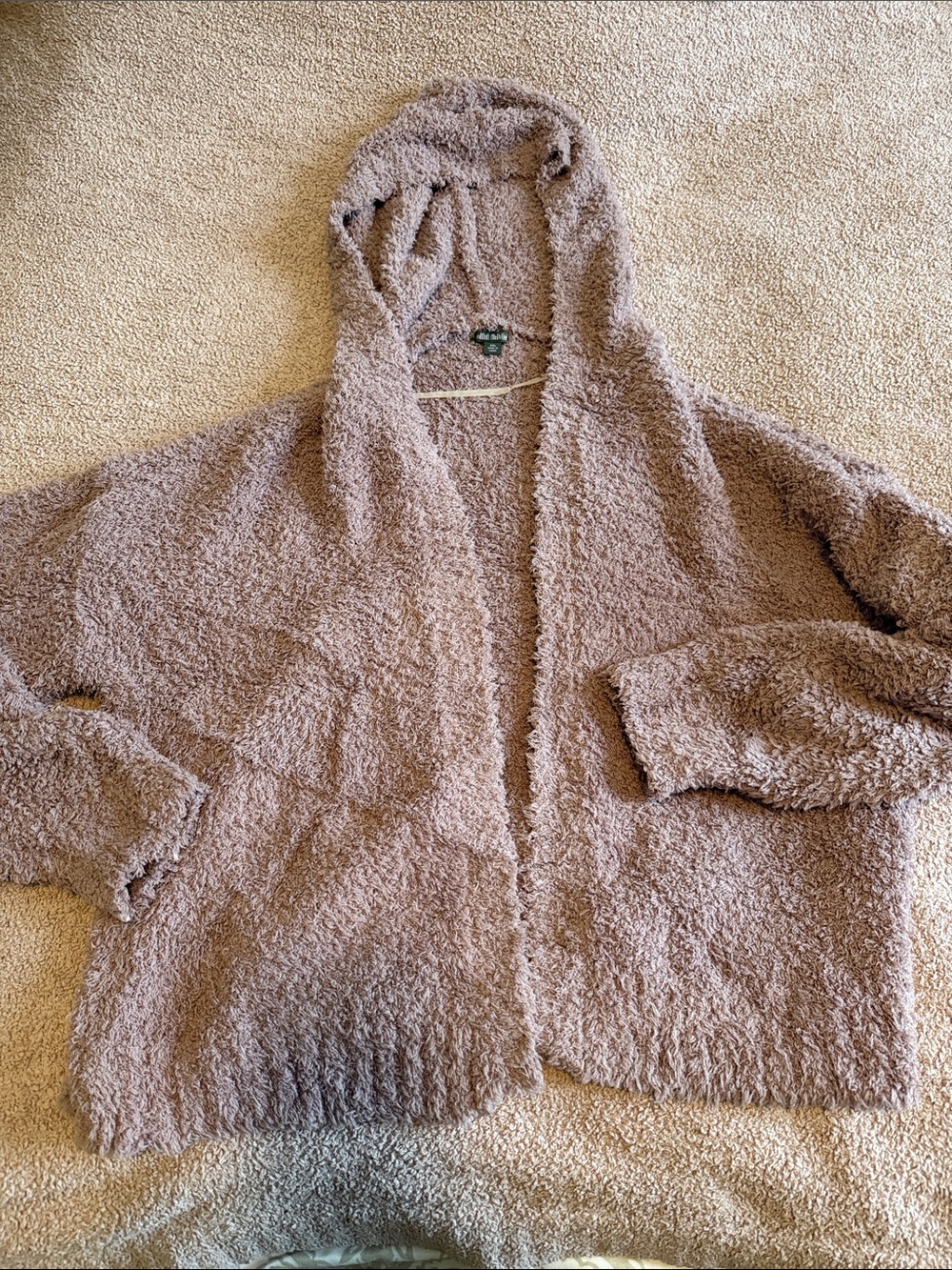 Wild Fable Cozy Hooded Plush Cardigan Sweater - Taupe